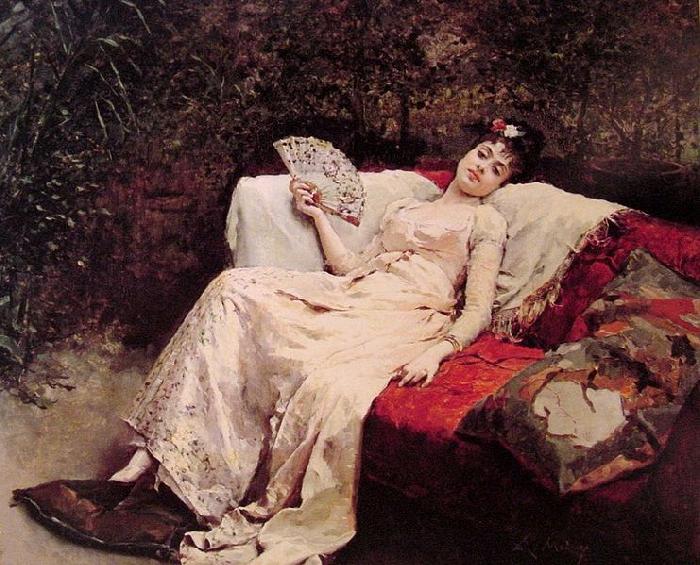 unknow artist Reclining Lady oil painting picture